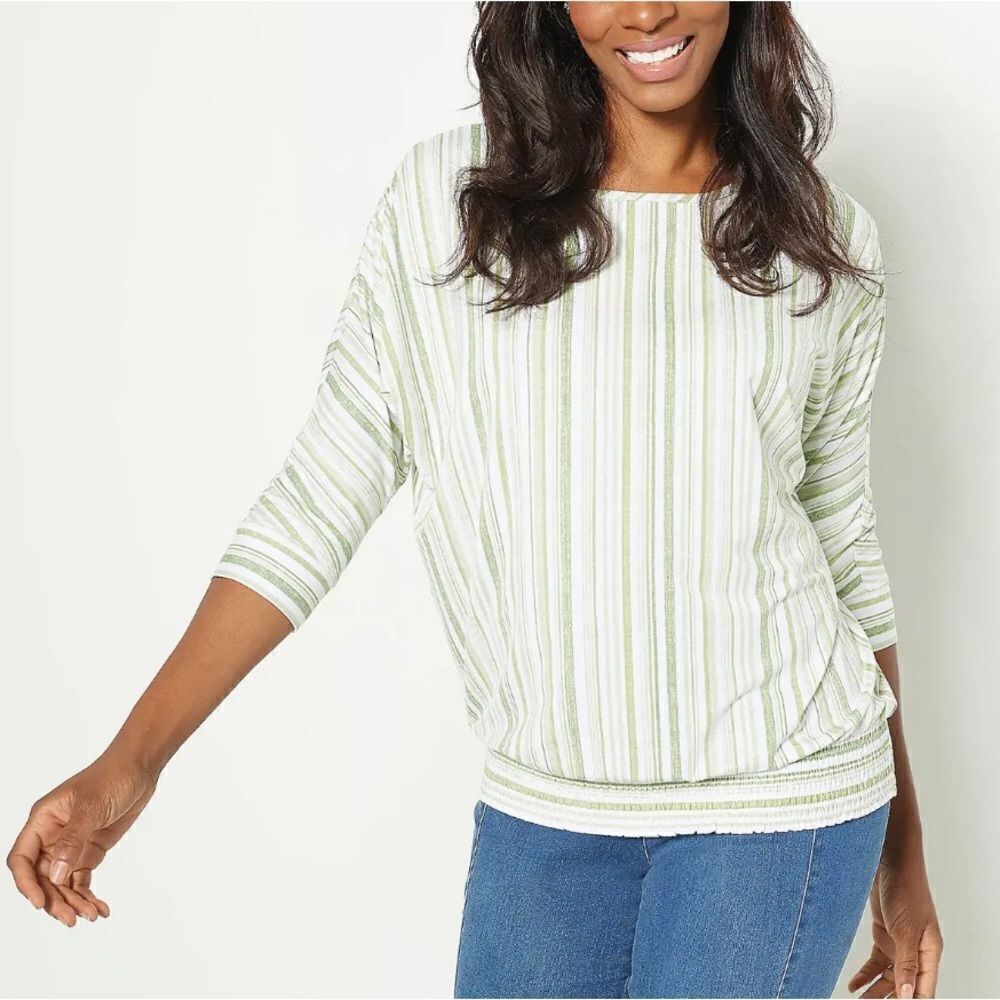 Susan Graver Weekend Printed Cool Touch Dolman Sleeve Top